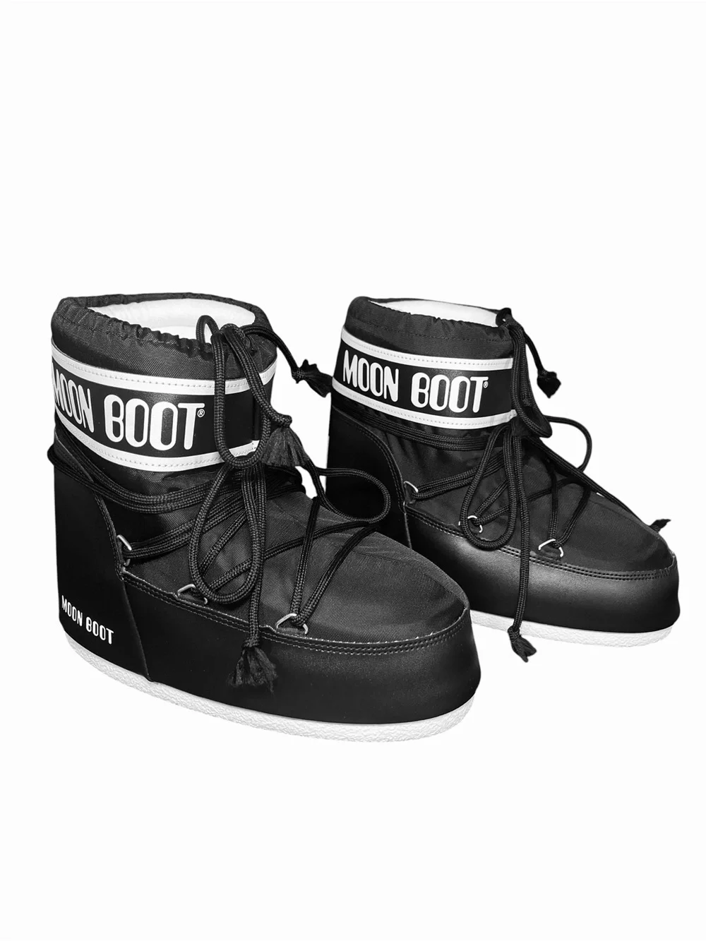 Moon Boot ICON LOW BLACK NYLON BOOTS Womens Size 7-8.5EU 40 NEW